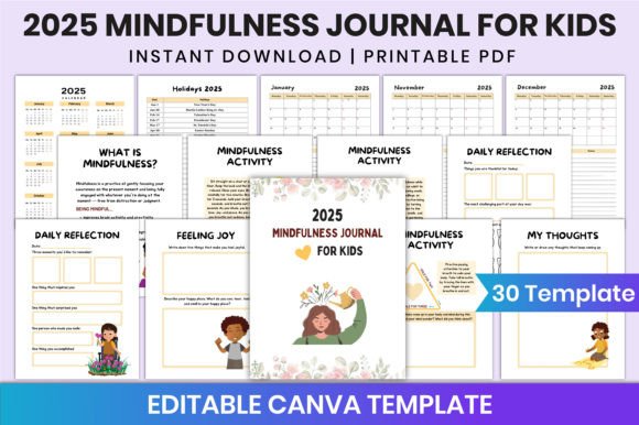 2025 Mindfulness Journal for Kids Canva