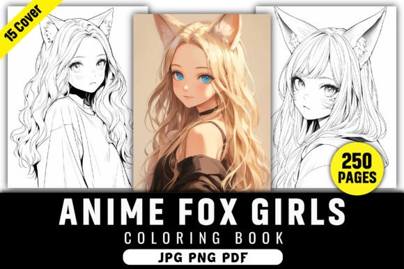 Anime Fox Girls Coloring Pages for Adult