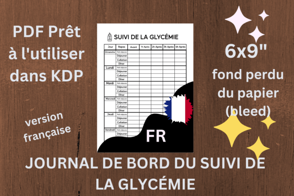 French Blood Sugar Tracker Logbook KDP
