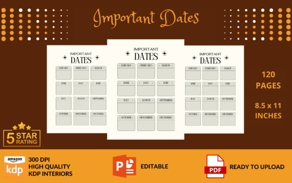 Important Dates Planner KDP Interior