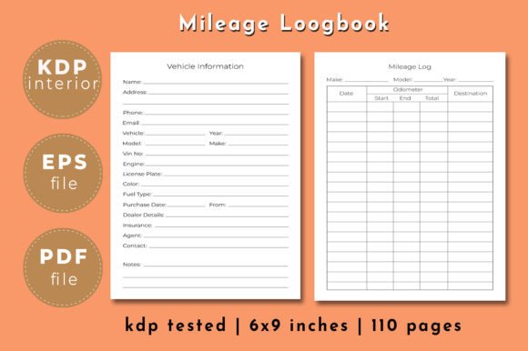 Mileage Logbook Interior Book Cover