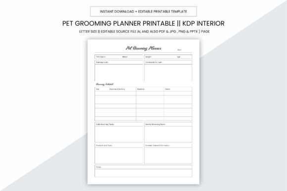 Pet Grooming Planner Kdp Printable
